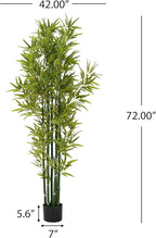 Christopher Knight Home Alene Set of 2 72''H Artificial Tree Indoor, Artificial Bamboo Tree with Nursery Pot, Faux Tree with Black Plastic Pot for Living Room, Artificial Plant for Home Decor, Green
