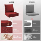 Luxury 6" Outdoor Cushions for Patio Furniture, 24x24x6 Thick Seat Cushion Set, Fade Resistant Couch Chair Replacement Cushions High Density Deep Wicker Chair Cushion with Removable Cover, Red