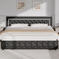 BarnFurin King Bed Frame with Diamond Tufted Headboard, Faux Leather Upholstered Bed with Wooden Slats Support, No Box Spring Needed, Mattress Foundation, Easy Assembly, Gray