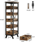 Tribesigns Wood Fruit and Vegetable Storage Rack Set of 2, 5-Tier Narrow Snack Stand Kitchen Stand Fruit Basket, Pull-Out Utility Organizer for Kitchen, Living Room, Rustic Brown
