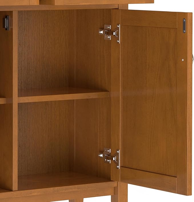 SIMPLIHOME Warm Shaker Solid Wood 36 inch Wide Transitional Entryway Storage Cabinet in Light Golden Brown for The Living Room, Entryway and Family Room