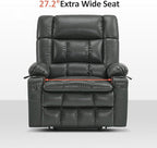 MCombo Dual Motor Power Lift Recliner Chair for Elderly, Lay Flat Lift Chair with Heat and Massage, Oversized Lift Recliner for Big and Tall, Faux Leather R7891 (Grey, Oversized)
