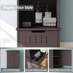 ChooChoo 67" Tall Bathroom Storage Cabinet Freestanding with Adjustable Shelves, Narrow Storage Linen Cabinet with 2 Doors and 1 Drawers for Bathroom, Living Room, Kitchen, Espresso