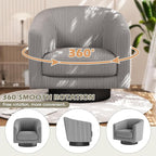 360° Swivel Accent Chairs Set of 2, Modern Bucket Chair, Corduroy Barrel Armchair, Comfy Boucle Chair, Single Sofa for Living Room Bedroom. Dark Grey