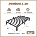 ROIL 7 inch Twin Bed Frames with Round Corner Legs Mattress Retainers 3500LBS Heavy Duty Steel Slats No Box Spring Needed Platform Noise-Free Easy Assembly