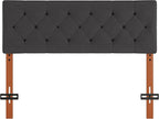 Upholstered Full Headboard, Full Size Headboard Only for Bed Frame from 42”-55”, Adjustable Height Full headboard with Durable Wood Legs, Fabric Bed Headboard in Modern Button Design, Dark Grey