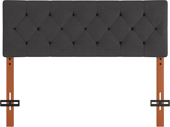 Upholstered Full Headboard, Full Size Headboard Only for Bed Frame from 42”-55”, Adjustable Height Full headboard with Durable Wood Legs, Fabric Bed Headboard in Modern Button Design, Dark Grey