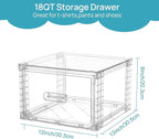 Vtopmart 2 Pack 15QT Clear Stackable Storage Drawers,Easily Assemble Closet Organizers,Plastic Storage Bins for Bathroom,Cabinet,Kitchen Pantry,Under Sink Organization(Medium)