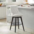 Watson & Whitely Bar Stools, 360° Swivel Upholstered Bar Stool with Back, 30" H Bar Height Barstools, Set of 2, Faux Leather in White