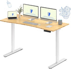 FLEXISPOT E3 Bamboo Dual Motor 72x30 Inch Electric Height Adjustable Standing Desk Whole-Piece Board Sit Stand Up Desk (White Frame + Bamboo Curved Desktop)