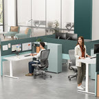 3 Stages Dual Motor Electric Standing Desk with One Piece Desktop, 48 x 24 Inch Adjustable Height Sit to Stand Up Desk for Home Office, Work & Study, Black Frame & White Desktop (2 Packages)