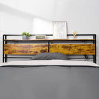 VEVOR Headboard for King Size Bed, Adjustable Height Headboard with Storage Shelf, King Size Freestanding Head Board with Outlets and USB Port for Different Bed Frames, Easy Assembly, Black and Brown