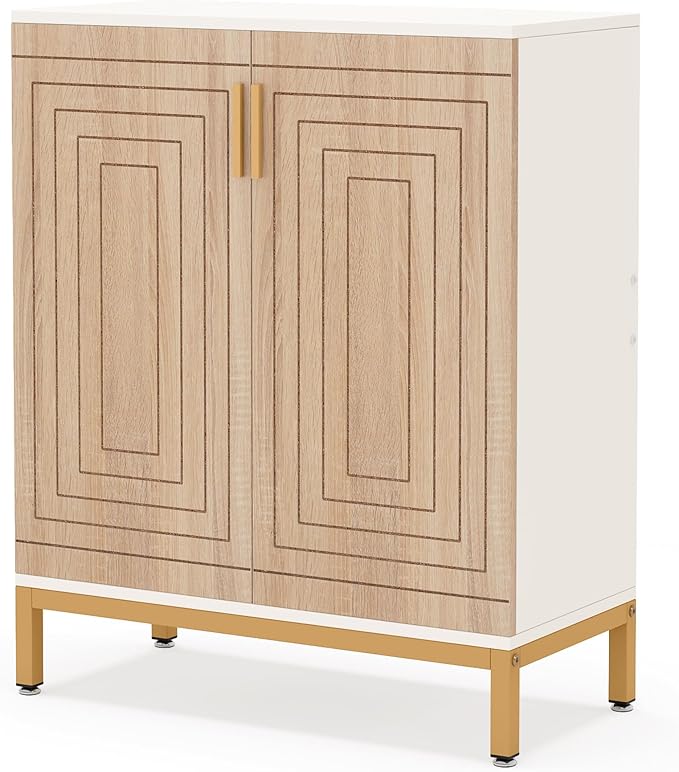 Tribesigns Shoe Cabinet with Doors, 20 Pairs Entryway Shoe Storage Cabinet with Shelves, 5-Tier Modern Free Standing Shoe Racks Storage Organizer for Closet, Living Room, Bedroom(White/Natural)