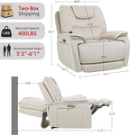EONIX Triple Motor Lay Flat Zero Gravity Power Recliner Chair with Heat and Massage, Independent Adjustable Backrest Footrest Headrest, 400lbs Heavy Duty Medium Size, Stylish Chenille, Cream White
