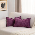 FUTEI Purple Chenille Throw Pillow Covers 12x20 Inch Set of 2,Soft Cozy Bound Edge Design Lumbar Pillow Cases,Home Decor for Couch Bed Living Room