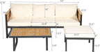 Christopher Knight Home Alvin 3-Piece Acacia Wood Metal Patio Furniture Set, Outdoor Sectional Conversation Sofa Chat Set with Coffee Table and Ottoman for Backyard or Balcony, Teak+Beige+Black