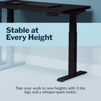 Vari ComfortEdge 40x26 Inch Adjustable Standing Desk – Small Electric Sit Stand VariDesk for Apartment, Bedroom, or Home Office + Beveled Edge, Tool-Free Assembly (Black Top/Black Legs)