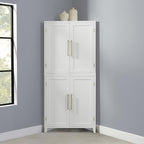 Crosley Furniture Roarke Corner Kitchen Storage Pantry Cabinet with Shelves, Kitchen, Dining, Laundry Room, White