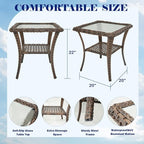 Rilyson 5 Piece Patio Furniture Set - Wicker Balcony Furniture Set with Hidden Ottomans, Rattan Outdoor Patio Chairs with Side Table for Porch Deck Poolside Garden Brown/Blue