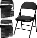 18 Pack Black Folding Chairs with Padded Cushion for Outside, Portable Stackable Commercial Metal Foldable Chairs with Steel Frame for Home Events Office Wedding Party, 350lbs Capacity