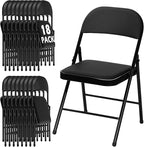 18 Pack Black Folding Chairs with Padded Cushion for Outside, Portable Stackable Commercial Metal Foldable Chairs with Steel Frame for Home Events Office Wedding Party, 350lbs Capacity