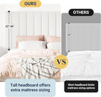 Allewie King Size Storage Bed Frame, Vertical Channel Tufted Adjustable Headboard, Velvet Upholstered Platform Bed with 4 Oversized Underbed Drawers, Wooden Slats Support, No Box Spring Needed, White