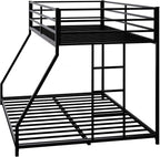 Bellemave Twin Over Full Bunk Bed Frame with Convertible Ladder, Heavy Buty Floor Bunk Bed Twin Over Full Bunk Beds with Full Length Guardrail, Black