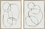 Kate and Laurel Sylvie 871 Modern Circles & 869 Going in Circles Framed Canvas Wall Art Set by Teju Reval of SnazzyHues, 2 Piece Set 28x38 Bright Gold, Modern Abstract Art for Wall