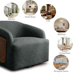 Swivel Accent Chair Faux Leather Swivel Barrel Chair Comfortable Mid Century Modern Chair Upholstered Metal Base Armchair for Living Room Bedroom Office Large Vintage Blue
