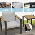 Corinth 3-Piece Aluminum Patio Conversation Set - Outdoor, Porch, Balcony, Yard, Gardern, All Weather, 2 Comfortable Sofa and 1 Coffee Table, White