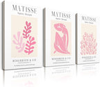 HesenDot Framed Matisse Pink Wall Art Set of 3,Minimalist Wall Decor,12x16IN Canvas Prints,Boho Cute Art Poster Home Decoration for Bathroom Bedroom