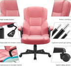 Furmax Office Executive Chair High Back Adjustable Managerial Home Desk Chair,Swivel Computer PU Leather Chair with Lumbar Support (Pink)