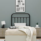 Vintage Twin Size Metal Bed Frame Height Adjustable Headboard Only, Wrought Iron Black Farmhouse Bed Frame Headboard, Easy Assembly, Short Clearance, Tall or Low Setting
