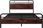 Allewie Queen Size Platform Bed Frame with Wooden Headboard and Footboard, Heavy Duty 13 Metal Slats Support, Under-Bed Storage, No Box Spring Needed, Noise Free, Easy Assembly, Mahogany