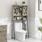 Over The Toilet Storage Cabinet, Farmhouse Storage Cabinet Over Toilet with Sliding Barn Door，Home Space-Saving Toilet Rack, for Bathroom, Restroom, Laundry(Grey).