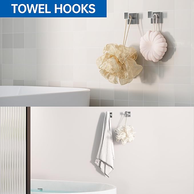 10-Piece Bathroom Hardware Accessories Set, 16 Inch SUS304 Stainless Steel Towel Bar Set, Wall Mounted Bathroom Towel Holders, Towel Hooks with Toilet Paper Holder