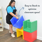 Children's Factory 3-in-1 Cube Chair for Kids, Flexible Seating Classroom Furniture, 4-Pack