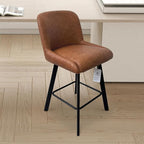 Swivel Bar Stools Set of 2, 26''H Upholstered Barstools with Backs, Modern Counter Height Bar Stool Chairs for Kitchen Island, Metal Legs, Faux Leather, Brown Counter Stools