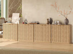 Evermagin 126" Oak Buffet Cabinet with Storage, Large Sideboard Cabinet, Boho Accent Credenza, Fluted Console Table with Doors for Dining Room, Kitchen, and Living Room