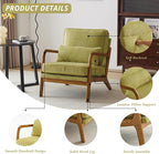 Karl home Mid-Century Modern Accent Chair, Living Room Chairs with Pillow Corduroy Upholstered Lounge Armchair with Solid Wood Frame & Soft Cushion for Bedroom, Reading Room, Green