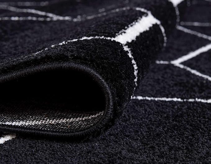 Unique Loom Trellis Frieze Collection Area Rug - Geometric (4' 1" Round, Black/ Ivory)