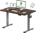 FLEXISPOT EN1 One-Piece Standing Desk 48 x 30 Inches Height Adjustable Electric Desk (Silver Frame + Rustic Top, 2 Packages)
