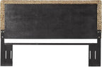 Headboard Coastal Design Handwoven Seagrass Matte Black Feet Rustic Decor King