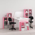 Furinno PASIR Book Shelf, 2-Tier Modern Bookshelf, Open Shelves Bookcase 9 x 12 x 21, for Living Room, Bedroom, Home Office, Pink/White