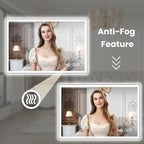 WTTY 40"X32" LED Bathroom Mirror with Black Frame, Bathroom Vanity Mirror with Lights for Wall, Front Light and Backlit, Anti-Fog, Dimmable, 3 Colors, Shatterproof, Memory, Horizontal/Vertical