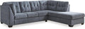 Signature Design by Ashley Marleton Contemporary Right-Arm Facing Tufted 2-Piece Sectional with Chaise and Loose Seat Cushions, Blue