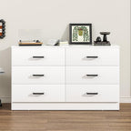 Bigbiglife Wood Dresser for Bedroom, 6 Drawer Double Dresser, Modern Chest of Drawers with Deep Drawers, Large Storage Organizer for Living Room, Closet (White)