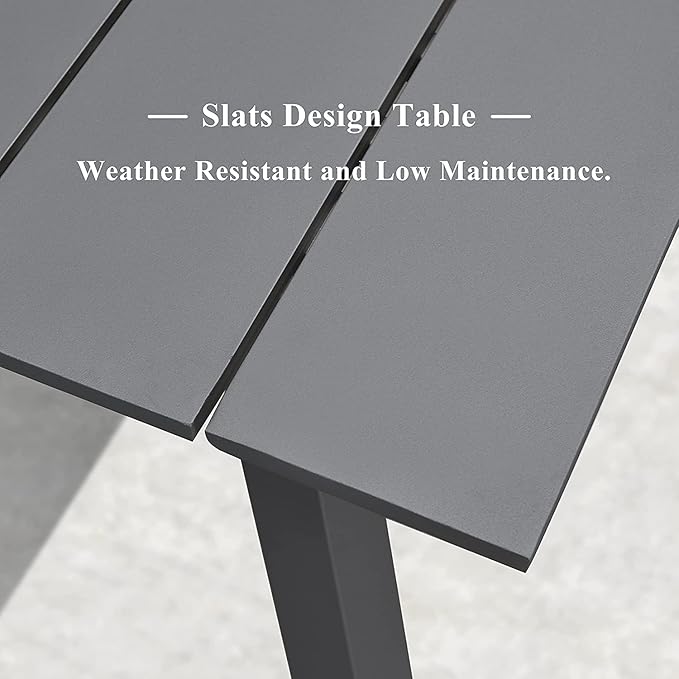 PURPLE LEAF 9 Pieces Outdoor Dining Set Patio Furniture Set with Large Aluminum Table and French Wicker Chairs for Garden Backyard Light Blue Patio Dining Set