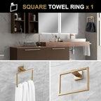 Lava Odoro 5-Piece Towel Bar Set Champagne Gold, Modern Brushed Gold Bathroom Hardware Accessories Set 23.6 Inch Towel Rack Set SUS304 Stainless Steel Wall Mounted (Champagne Gold, 5-Piece)