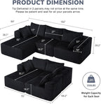 BV 102" Modern Modular Sectional Sofa,Cloud Couch Sectional with Chaise,Comfy Upholstered L-Shape Sofa for Living Room, Deep Seat Boneless Couch, No Assembly Required,Black
